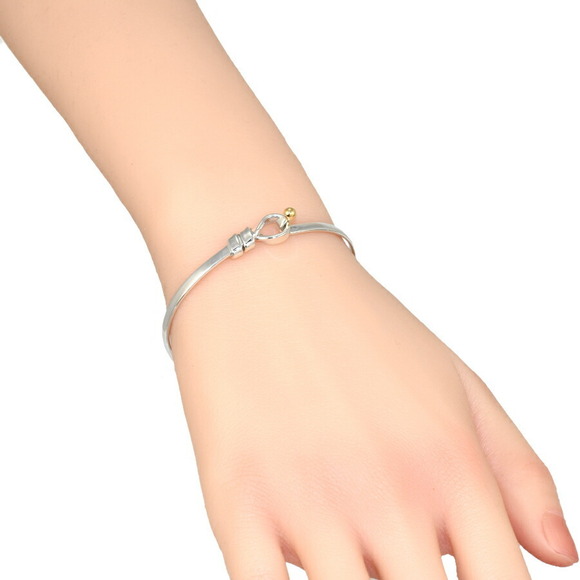 Tiffany Flatwire Love Knot Bangle Bracelet Silver yellow gold CO - Picture 5 of 5